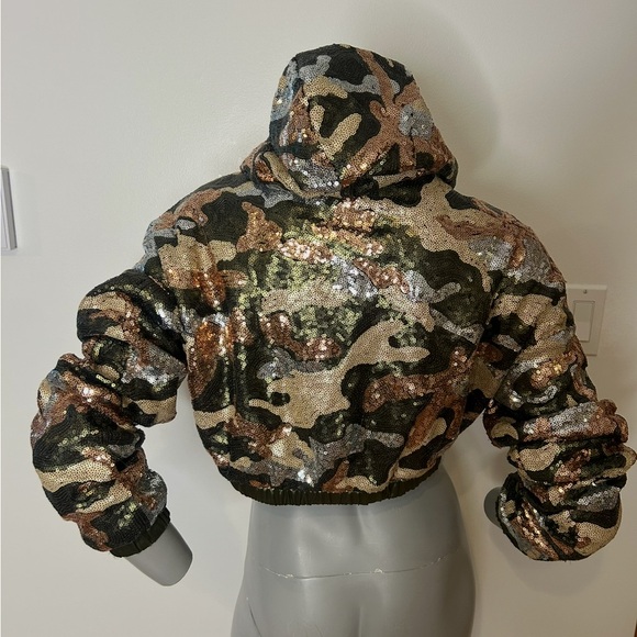 WOW Couture Camouflage Sequins  Cropped Hoodie❤️S - Picture 11 of 15